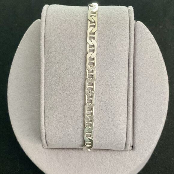 Men’s 8” Mariner Link Bracelet 4.5mm Wide Solid 925 Sterling Silver ITALY 7.32g - Picture 1 of 15